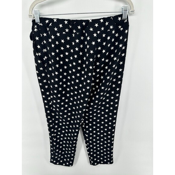 J. Crew Womens Star Print Crepe Pants Tie Waist Tapered Black White Size 6p - Picture 3 of 3